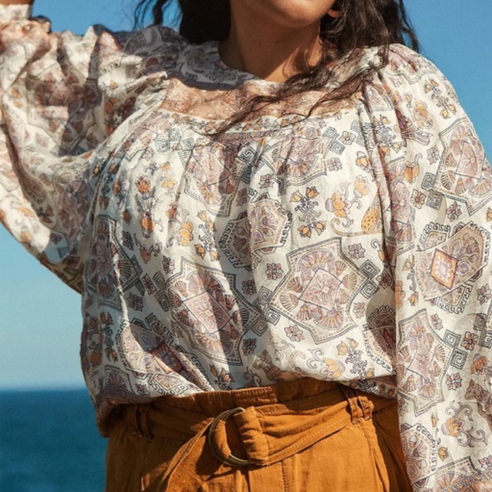 Anthropologie Flora Silk Blouse - Small